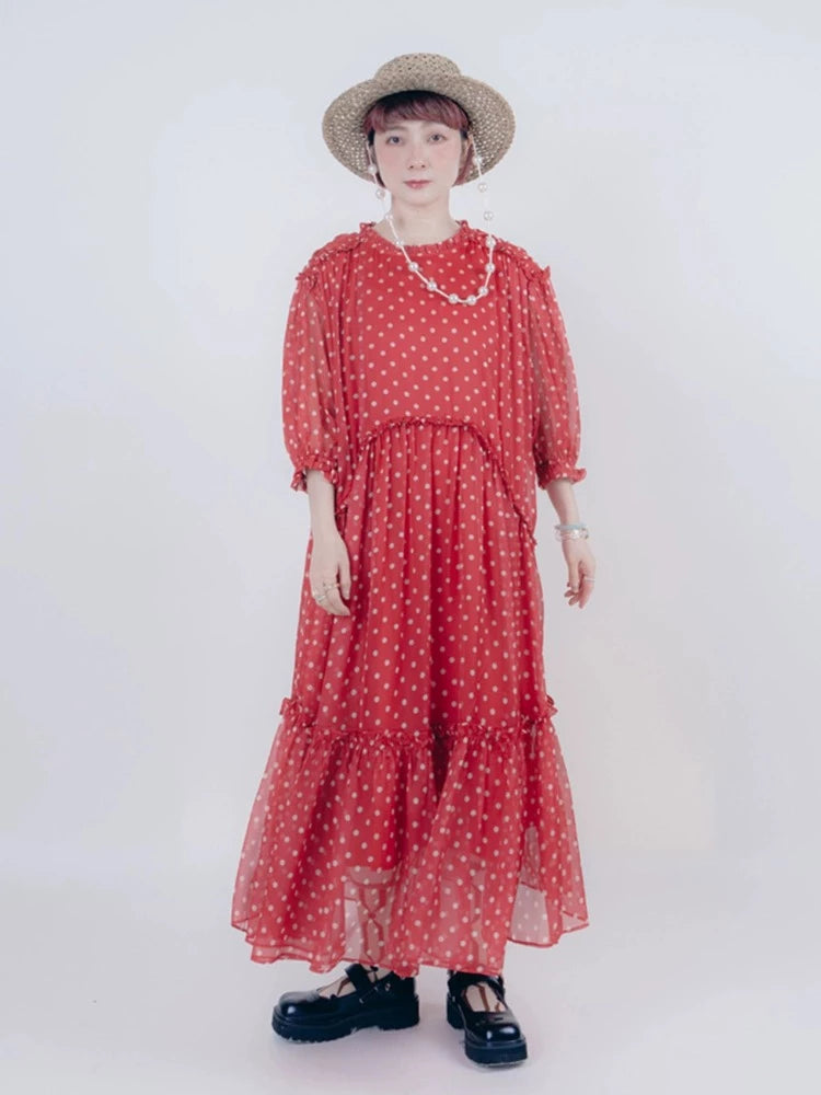 Vintage style dot chiffon dress【s0000006890】 Off-the-shoulder Chic Trendy