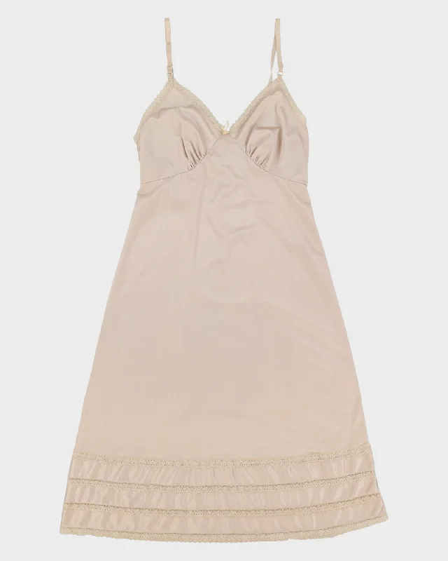 Vintage 1990s Beige Slip Dress - M