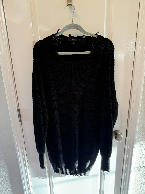 Dance & Marvel Distressed Sweater Dress Women’s Size Large Black Fitted Slim Tailored