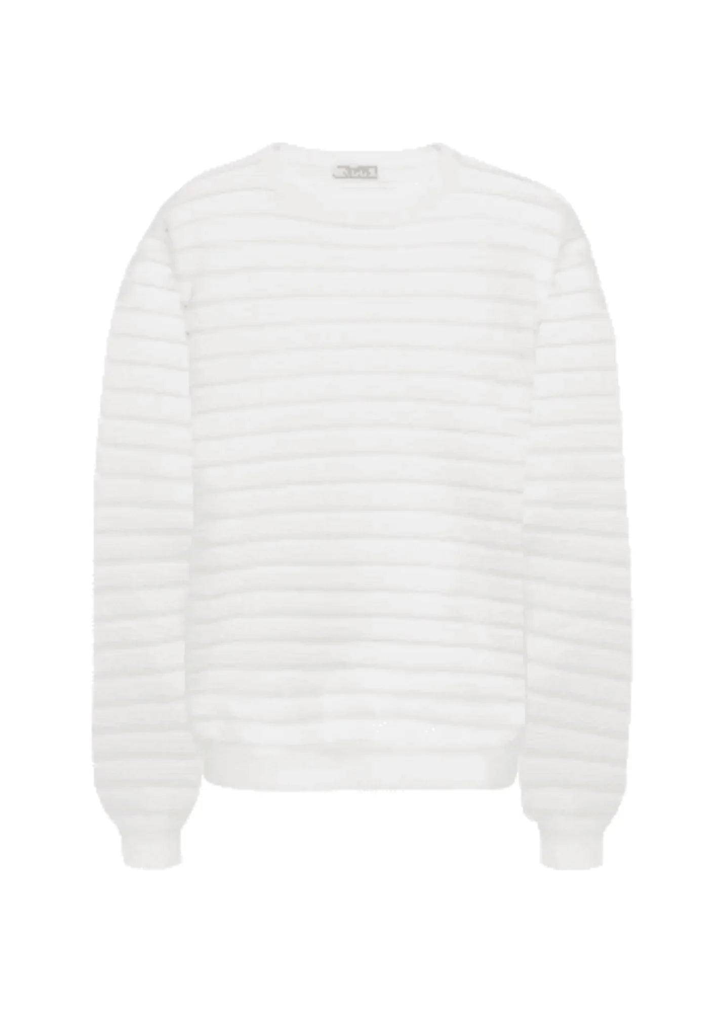 WHITE MESH-TRIMMED KNITTED SWEATER Elasticated Padded Insulated