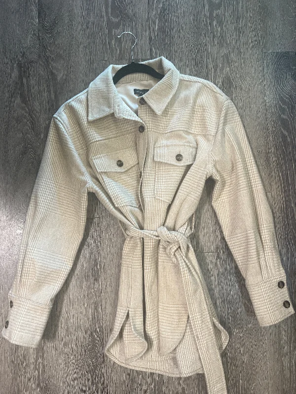 Ann Taylor Houndstooth With Belt Jacket (Size Medium) Fleece Jacket Down Jacket Parka