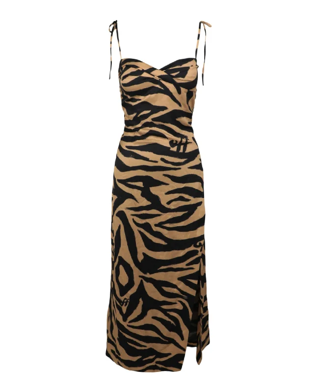 Off-White Womens Zebra Twisted Long Dress
