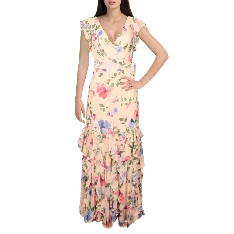Vikrana Womens Ruffled Long Evening Dress