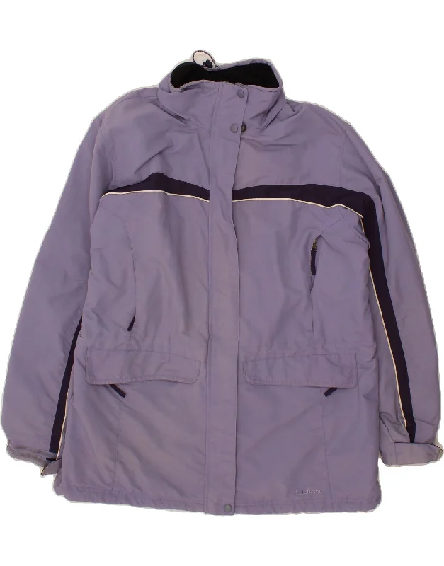 L.L.BEAN Womens Loose Fit Rain Jacket UK 18 XL Purple Colourblock Nylon Quilted Jacket Puffer Jacket Insulated Jacket