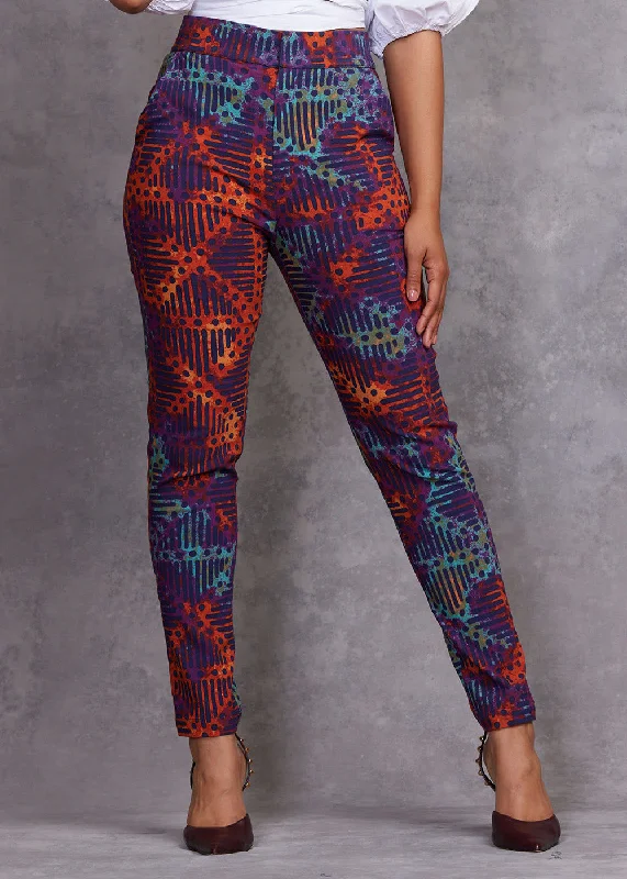 Talia Women's African Print Stretch Pants (Jade Amber Adire) Relaxed Casual Leggings Talia Women's African Print Stretch Pants (Jade Amber Adire) Relaxed Casual Leggings