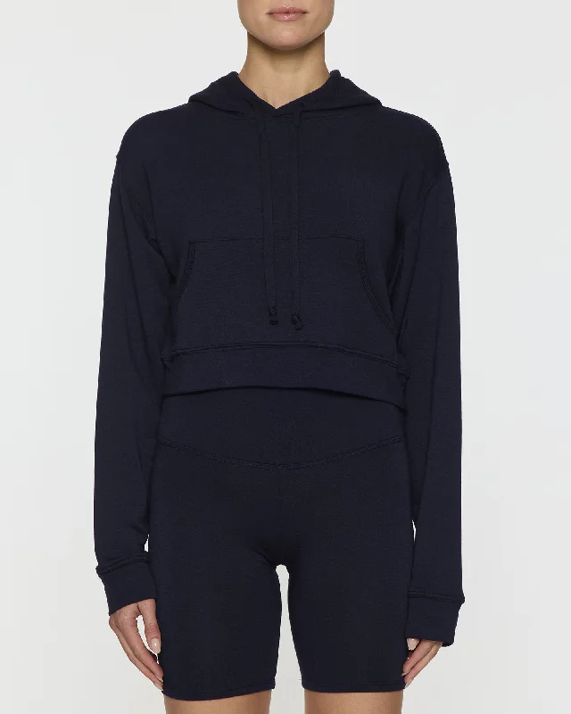 The Kaia Crop Skater Hoodie Hoodie with Color Block Contrast Stylish