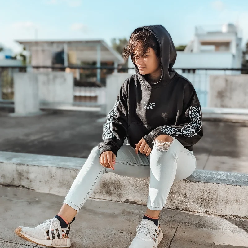 Brave Soul - Black Oversized Hoodie Hoodie with Contrast Stitching Detailed Premium