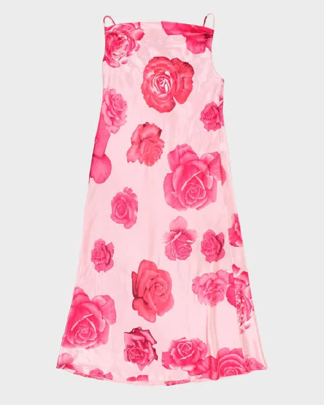 Vintage 90s Jessica Cowl Neck Pink Slip Dress - L