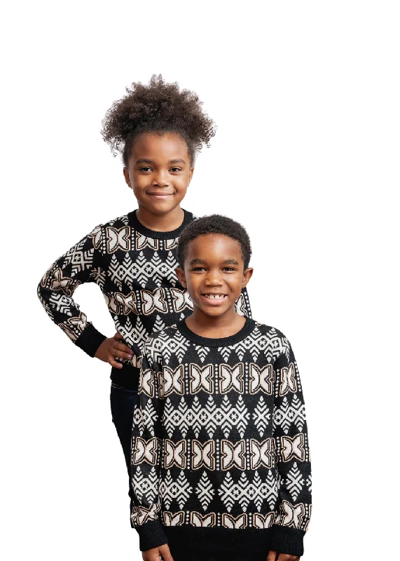 Oma Kid's African Print Sweater (Black Tan Batik) - Clearance Layered Multi-layer Single Layer
