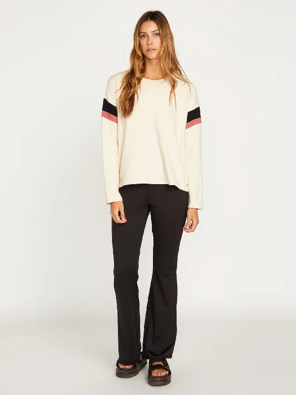 Lived In Lounge Fleece Crew Sweatshirt - Cream Hoodie with Embroidery Detailed Premium Lived In Lounge Fleece Crew Sweatshirt - Cream Hoodie with Embroidery Detailed Premium