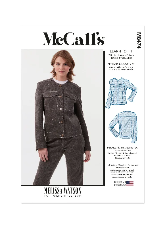 McCall's Pattern M8474 Misses' Jacket Denim Jacket Leather Jacket Suede Jacket