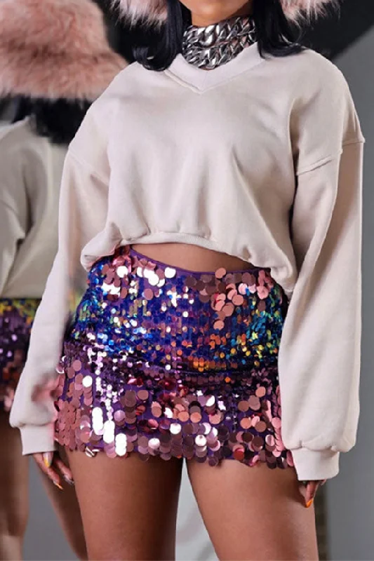 storexq Gradient Sequined Glittery Bodycon Skirt wool skirt thick