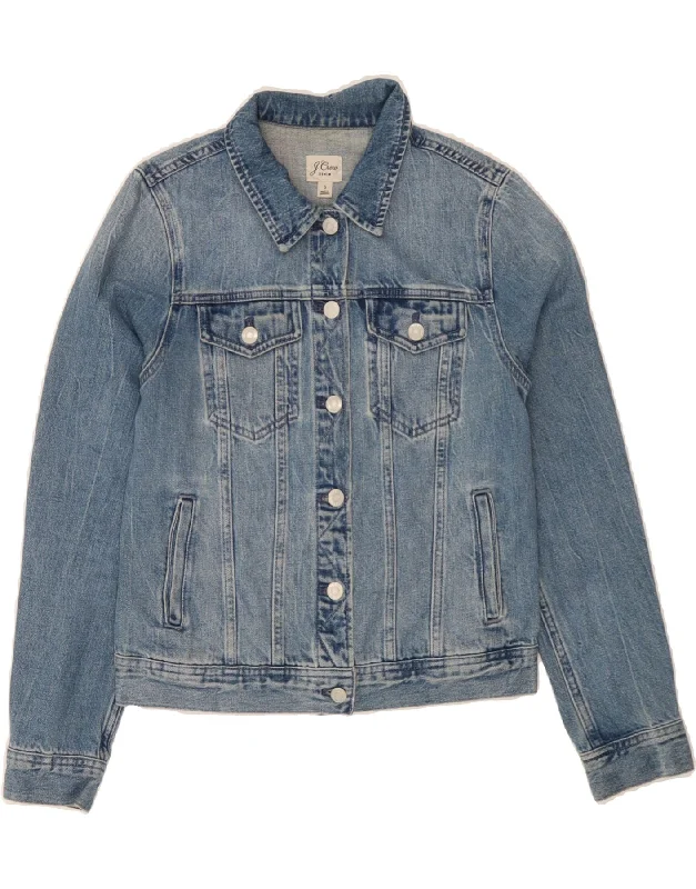 J. CREW Womens Graphic Denim Jacket UK 10 Small Blue Cotton Chenille Jacket Brocade Jacket Lace Jacket