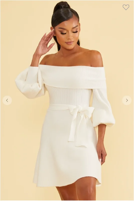 Off Shoulder Sweater Dress Lightweight Heavyweight Midweight