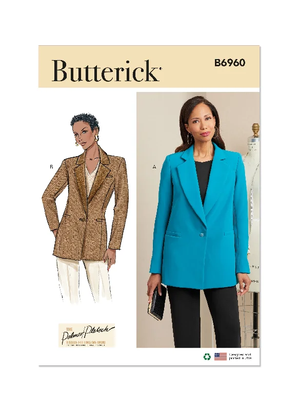 Butterick Pattern B6960 Misses' Jacket Corduroy Jacket Velvet Jacket Brocade Jacket