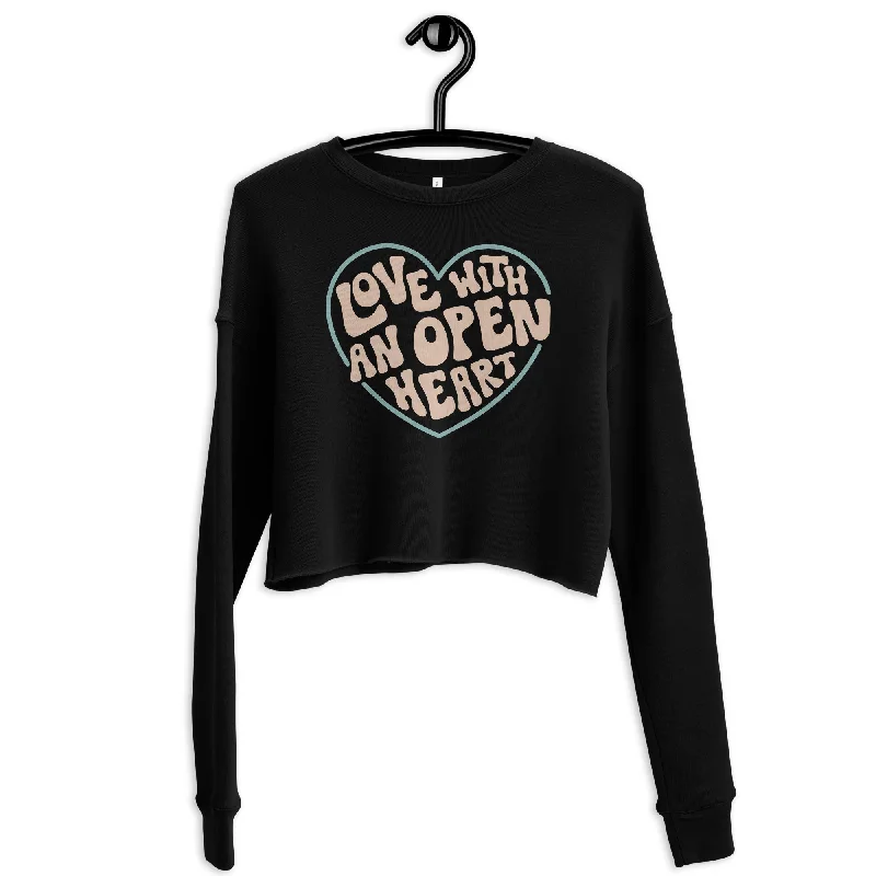 Love With An Open Heart — Crop Sweatshirt Hoodie with Longline Fit Extended Stylish