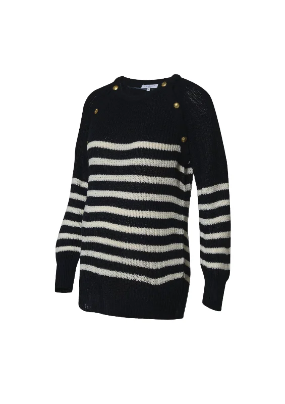 BLUE & WHITE STRIPED MATERNITY SWEATER Tailored Straight A-Line