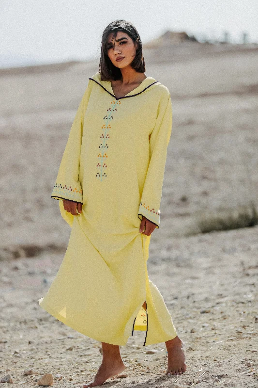 Yellow Djellaba Moroccan Dress