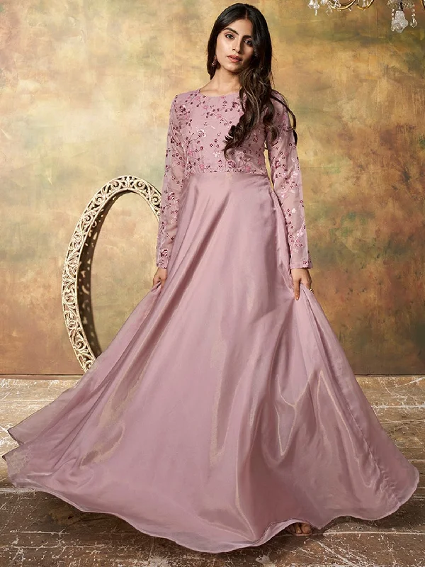 Inddus Floral Embroidered Maxi Ethnic Dress