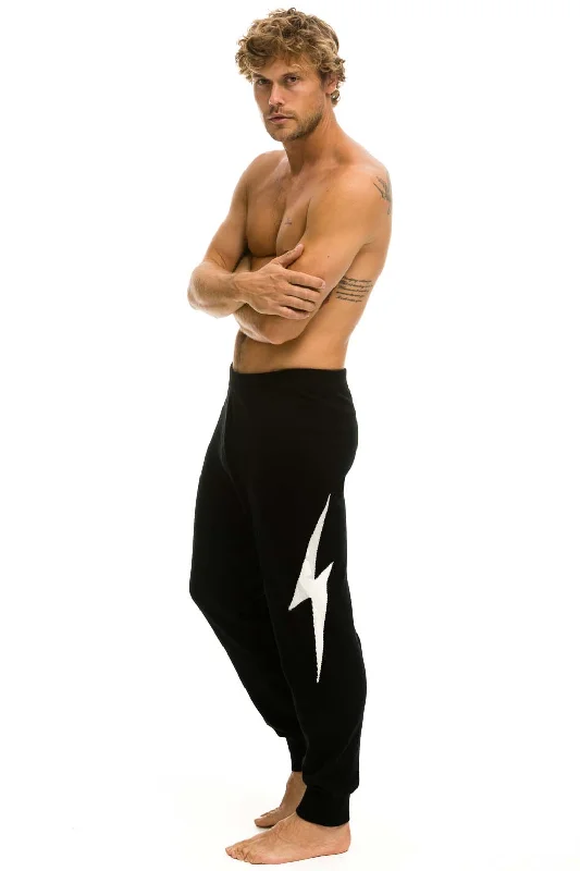 MEN'S BOLT CASHMERE LIGHT SWEATER PANT	- BLACK // WHITE BOLT Sequined Glittery Shiny