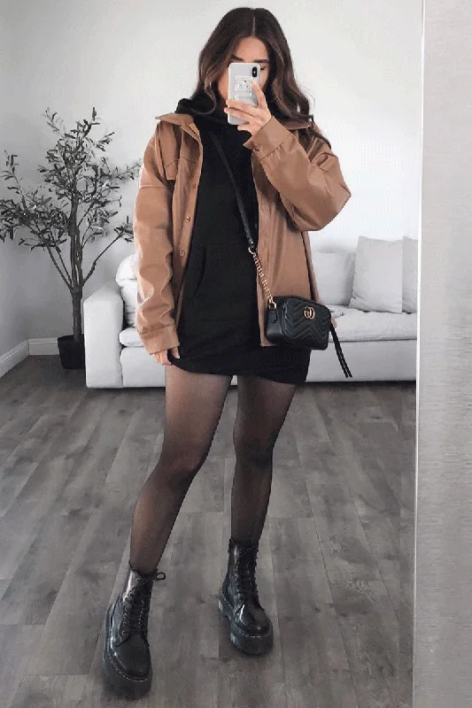 Black Oversized Hoodie Dress - Eimy Hoodie with Relaxed Fit Easy Casual