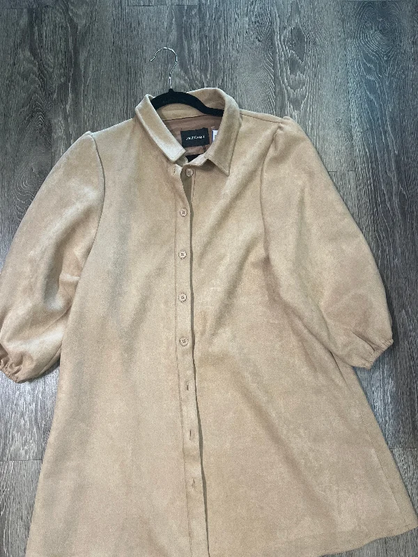 Dolce Cabo Faux Suede Button Up Jacket (Size Medium) Stand-Up Collar Roll-Neck Collar Turtle Neck