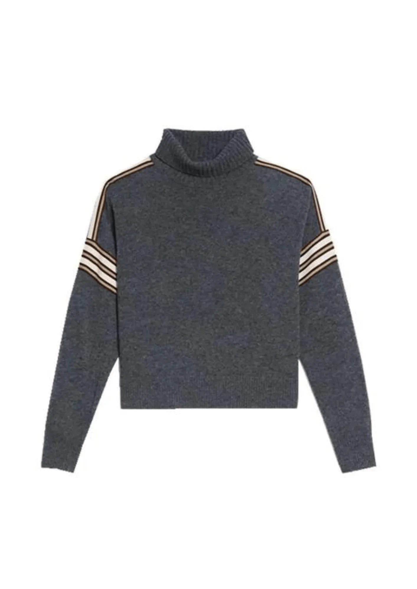 ANTHRACITE STRIPED TURTLENECK SWEATER Lace Blend Ribbed Blend Corduroy Blend