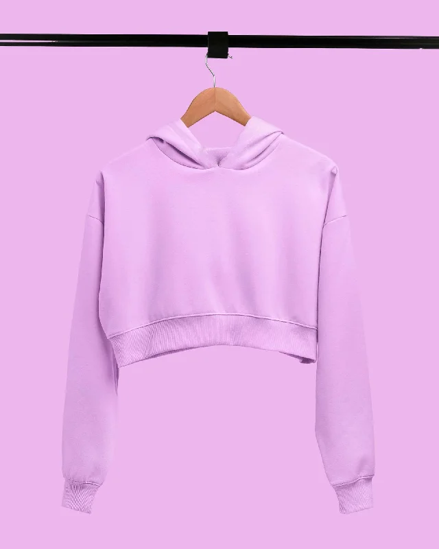 Drop Shoulder Crop Hoodie: Mauve Purple Hoodie with Rolled Sleeves Casual Relaxed