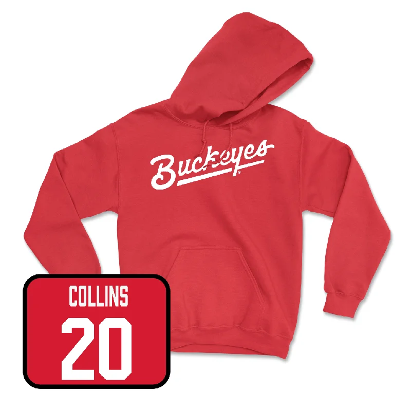 Red Women's Basketball Script Hoodie - Cotie McMahon Hoodie with Velcro Closure Adjustable Secure Red Women's Basketball Script Hoodie - Cotie McMahon Hoodie with Velcro Closure Adjustable Secure
