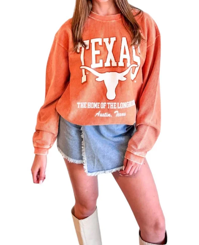 Ut Mascot Cord Sweatshirt In Burnt Orange Hoodie with Gradient Ombre Colorful