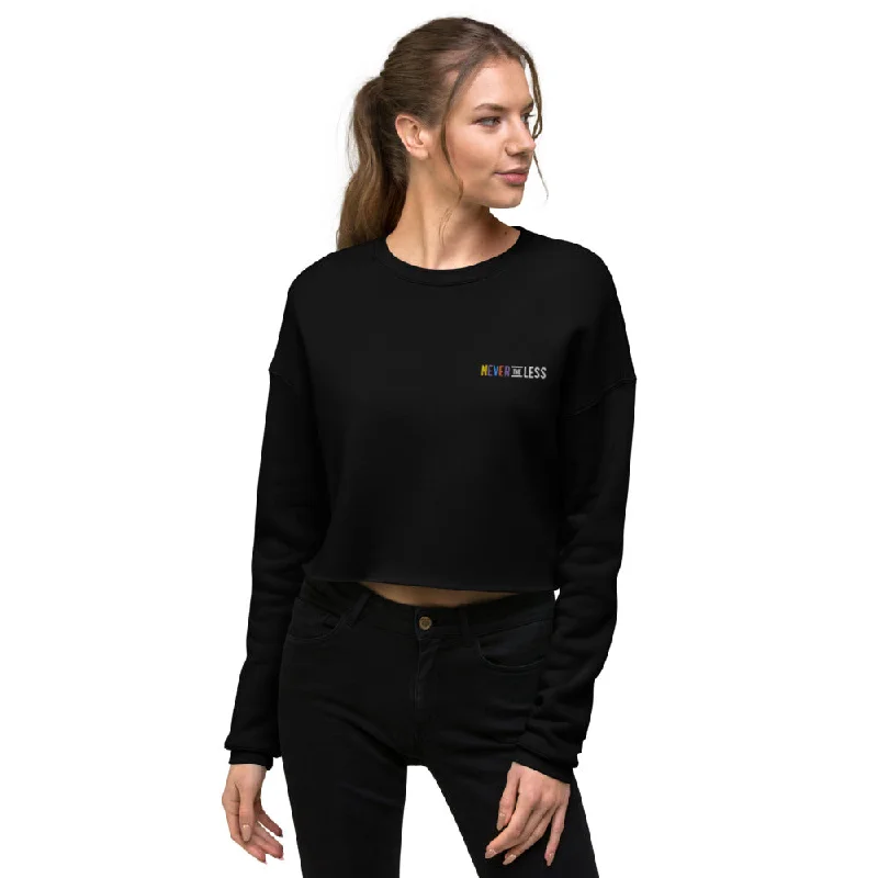 Never The Less — Crop Sweatshirt (Embroidered) Hoodie with Snap Buttons Easy Quick