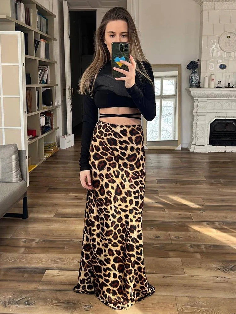 Advbridge High Waist Leopard Print Trumpet Maxi Skirt Women Spring Summer Long Satin Skirt Faldas Mujer 2024 Side Zip Party Skirt cashmere skirt rich Advbridge High Waist Leopard Print Trumpet Maxi Skirt Women Spring Summer Long Satin Skirt Faldas Mujer 2024 Side Zip Party Skirt cashmere skirt rich
