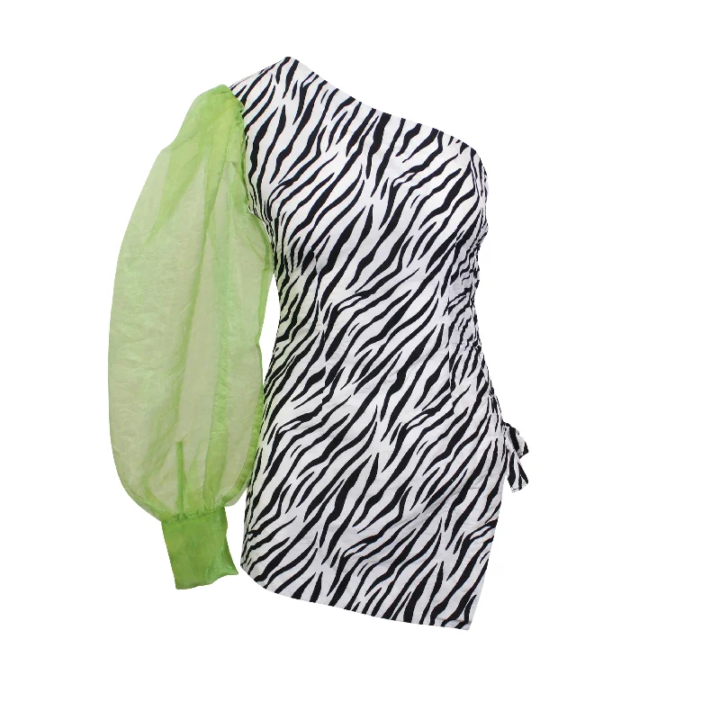 ROBERTO SANCHEZ ZEBRA GREEN TONGOLELE DRESS