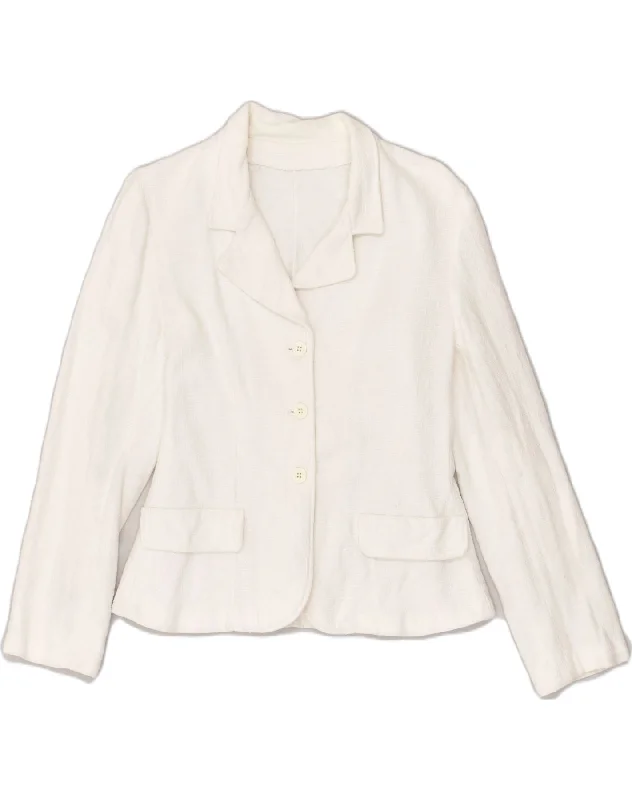 VINTAGE Womens 3 Button Blazer Jacket UK 14 Medium White Lace Jacket Ribbed Jacket Sequined Jacket