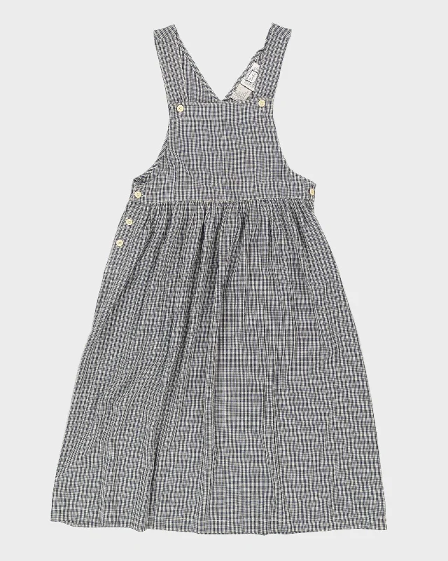 Vintage 90s Erika Blue Gingham Pinafore Dress - M