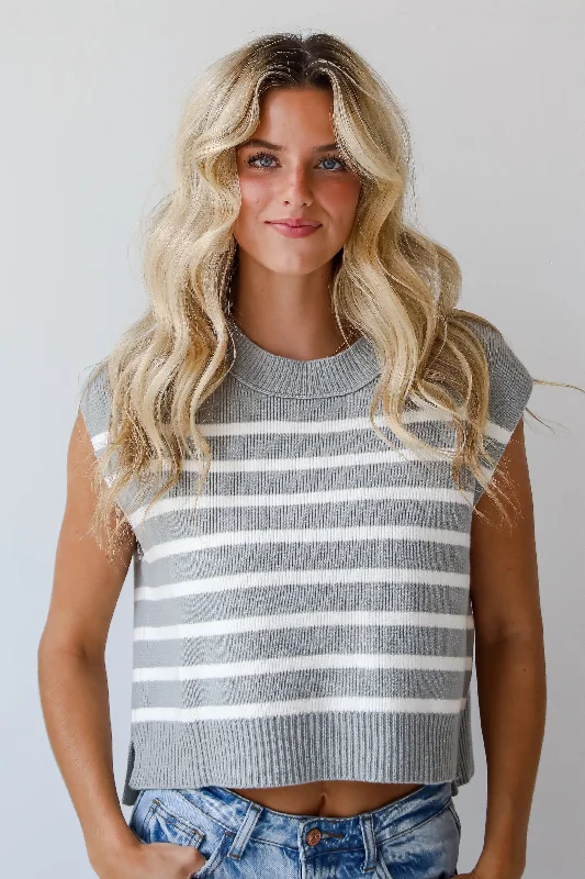 Cozy Classic Striped Sweater Top Satin Blend Silk Blend Wool Blend