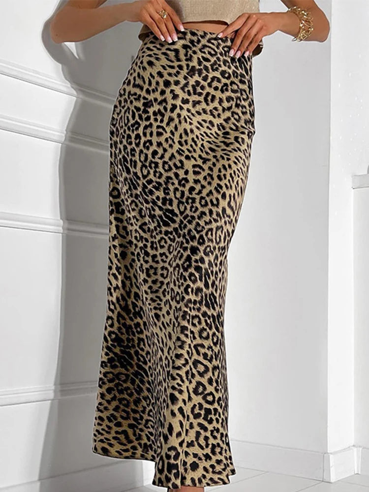 Advbridge Leopard Print Women Half Skirt Vintage Slim Hip Package Female Split Skirts 2024 Spring Summer Elegant Office Lady Streetwear corduroy skirt comfortable