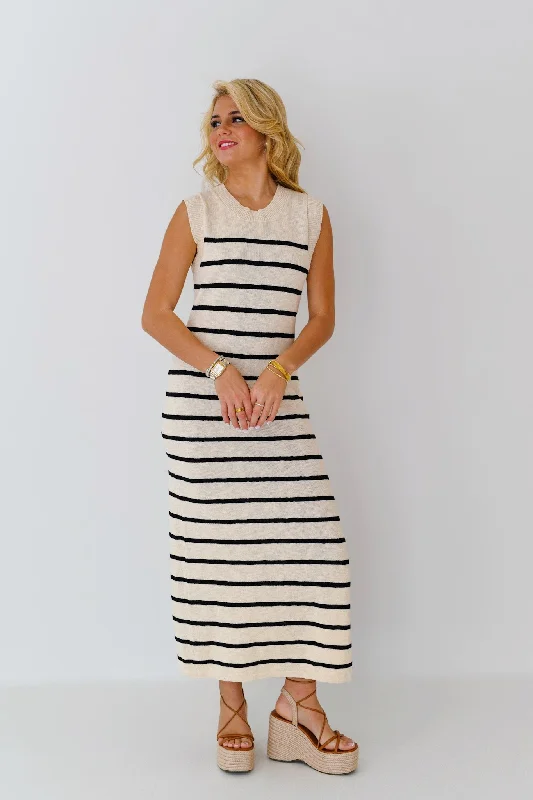 Kennedy Sweater Midi Dress - Natural Spandex Rayon Corduroy