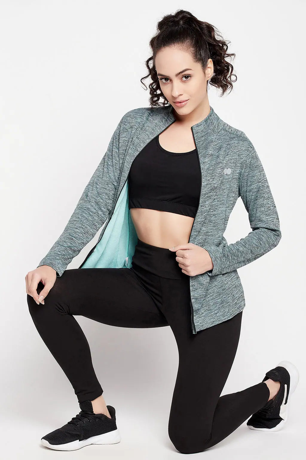Women Solid Standard Blue Jacket Ribbed Jacket Pleated Jacket Ruffled Jacket