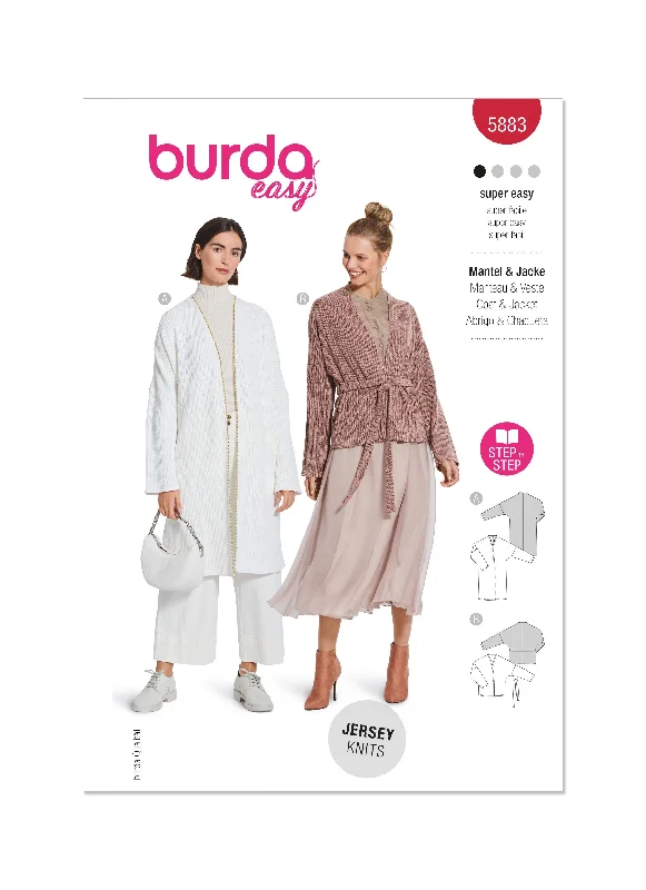 Burda Pattern 5883 Misses' Jacket Front Pockets Side Pockets Patch Pockets