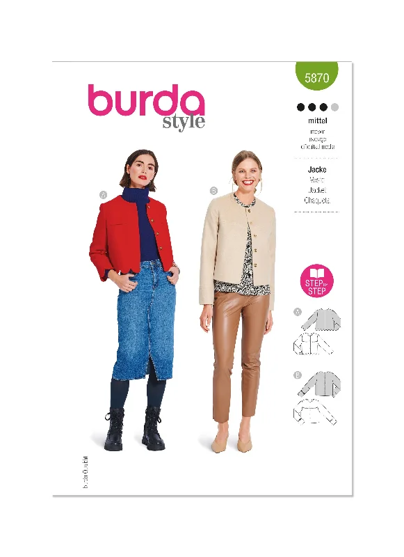 Burda Pattern 5870 Misses' Jacket Oversized Jacket Tailored Jacket Straight Jacket