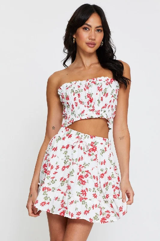 Print Skater Skirt maxi skirt elegant
