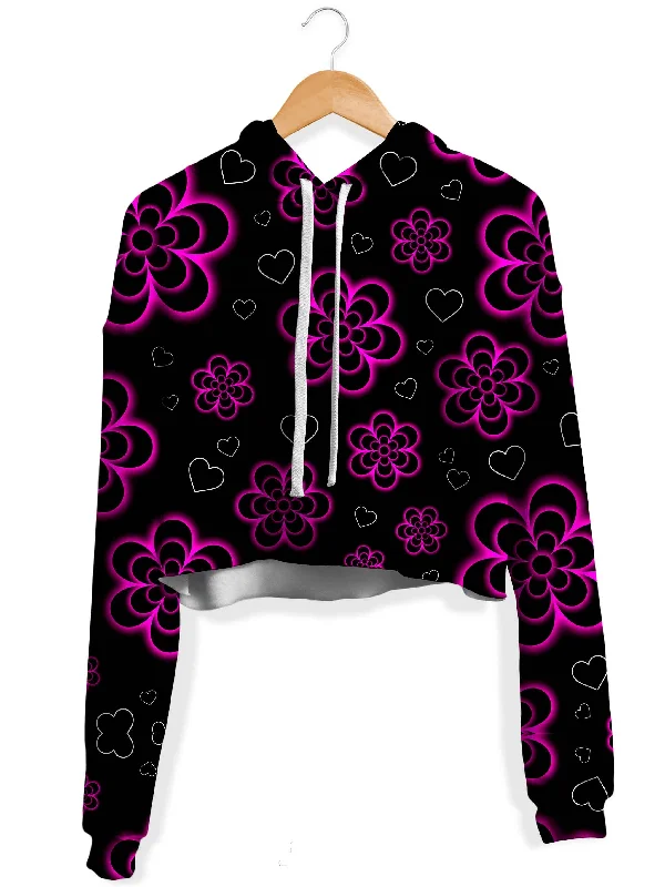 Tekno Flower Fleece Crop Hoodie Hoodie with Bell Sleeves Flared Feminine