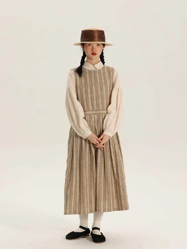 Yarn-Dyed Linen Stripe 2way Long Dress【s0000006903】 Tunics Print Colorful