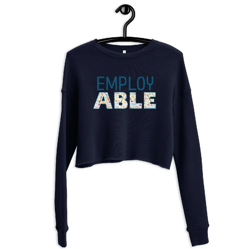 EmployABLE — Crop Sweatshirt Hoodie with Frayed Bohemian Relaxed