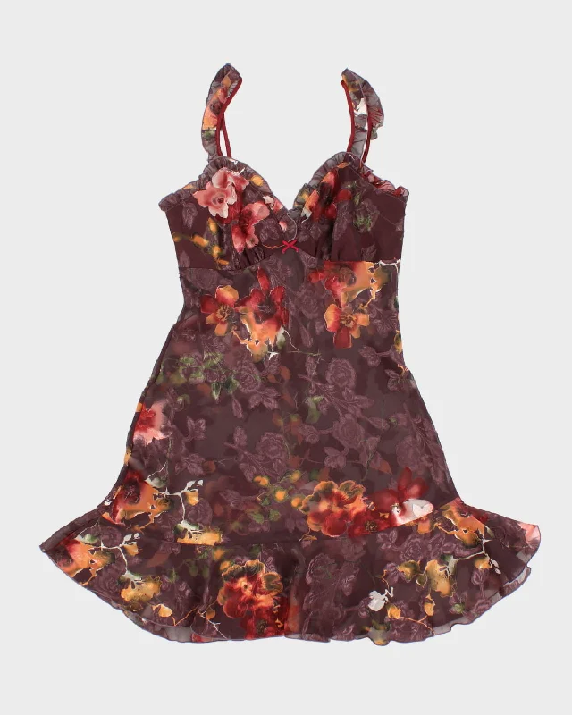 Vintage 90s Donna Purple Floral Slip Dress - S