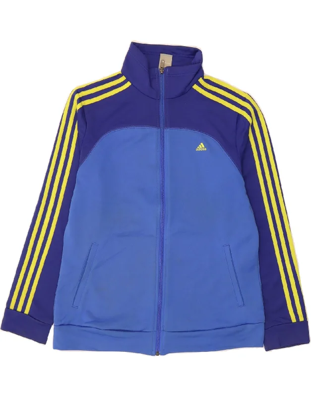 ADIDAS Womens Climalite Tracksuit Top Jacket UK 16/18 Large Blue Hooded Jacket Caped Jacket Shawl Collar Jacket