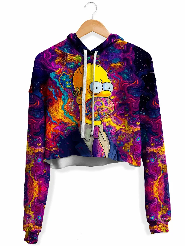 Trippin On The Job Fleece Crop Hoodie Hoodie with Side Slits Relaxed Casual