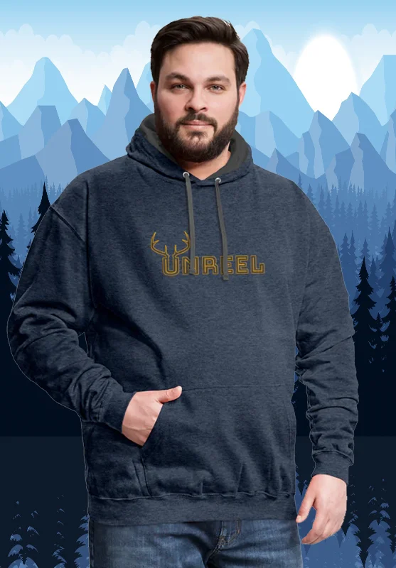 Unreel Outdoors hunting club Contrast Hoodie Cotton Hoodie Fleece Lining Warmth