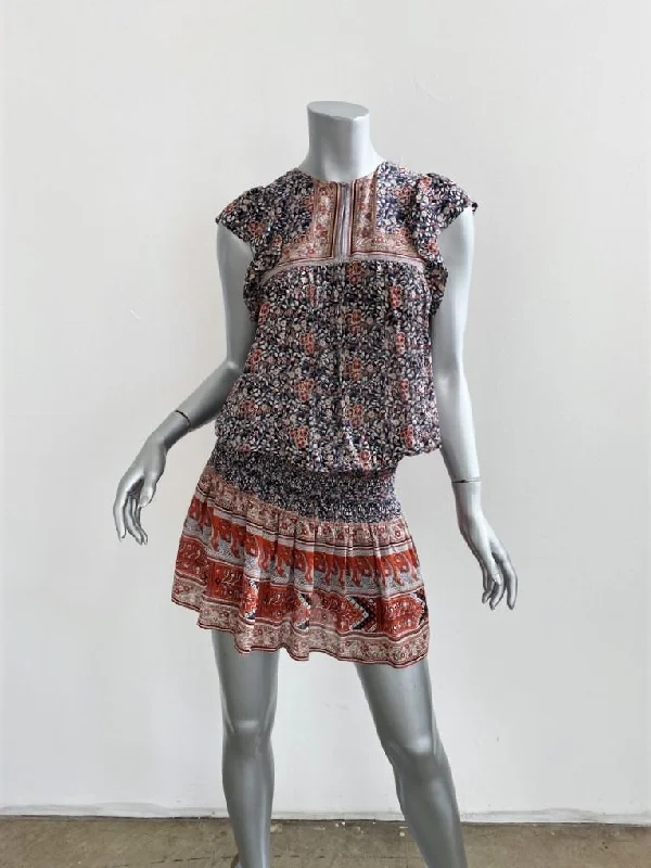 Ulla Johnson Dress Simone Floral Print Silk Size 0 Cap Sleeve Blouson Mini